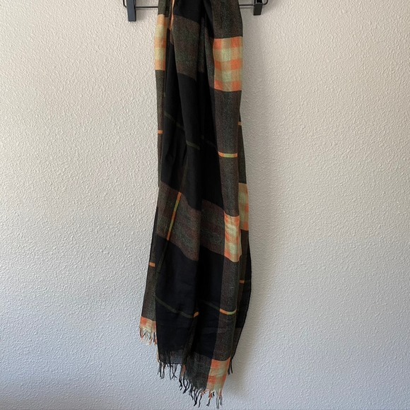 Modele De Prudence Plaid Fringe Unisex Soft Warm Black Multocolor Scarf 76x27.5 - Picture 3 of 6